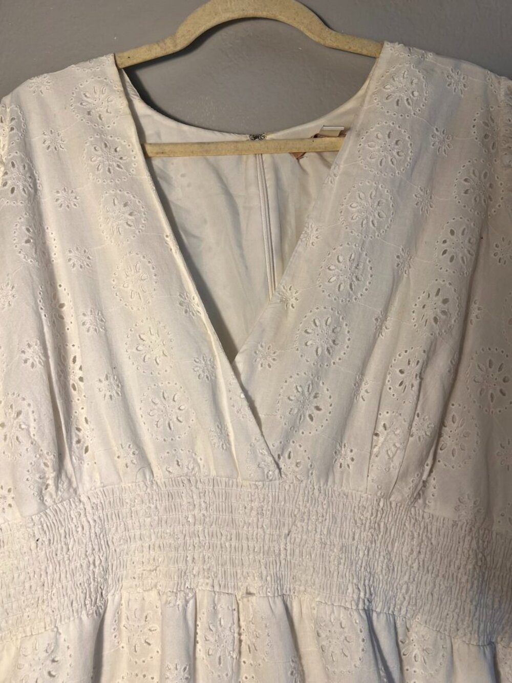 EUC - Size 3X Anthropologie Hutch Smocked-Waist White Eyelet Jumpsuit - Picture 3 of 6